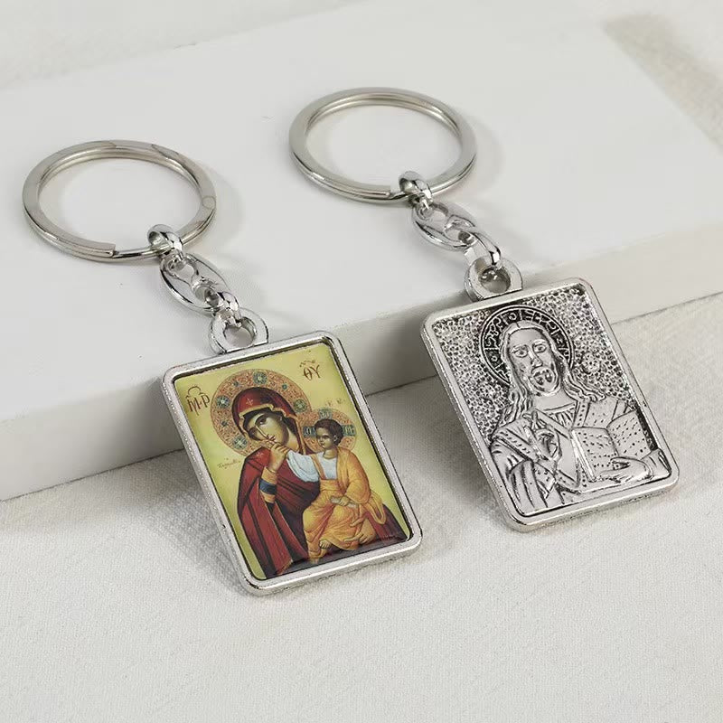 Christianartworkshop Artistic Religious Double - Sided Keychain: A Unique Expression of Divine Connection - Mary and Jesus -3 - image 3