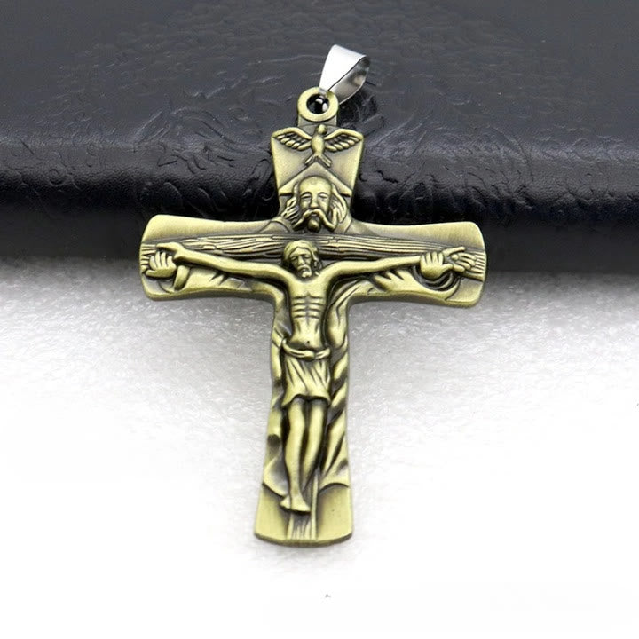 Christianartworkshop Antique Crucifix Keychain with Detailed Craftsmanship: Rare Emblem of Faith for Devout Hearts - Olive - image 1