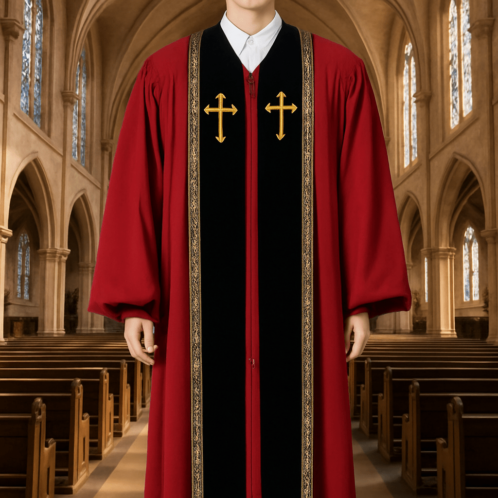 Christianartworkshop Traditional Multi-Color Church Cassock with Gold Cross & Decorative - image 0