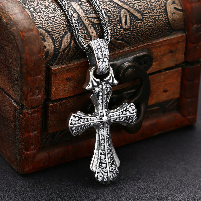 Christianartworkshop Classic Sterling Silver Cross Necklace with Dazzling Stones: A Profound Symbol of Faith - 925 Sterling Silver - image 0