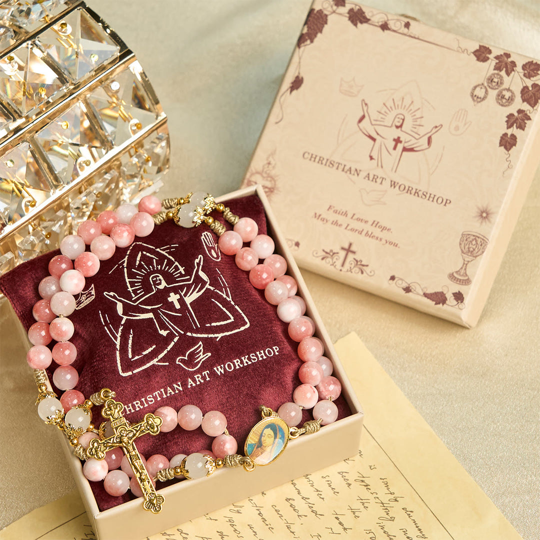 Christianartworkshop Thanksgiving Gift: Immaculate Heart of Mary Rosary + Thanksgiving Card | Expressing Gratitude Through Faith - image 1