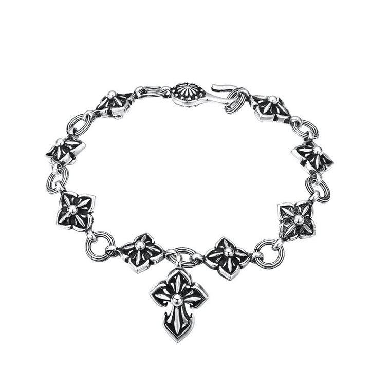 Christianartworkshop Retro - Styled Sterling Silver Cross Bracelet with Floral Motifs: A Nostalgic Sign of Faith - image 4