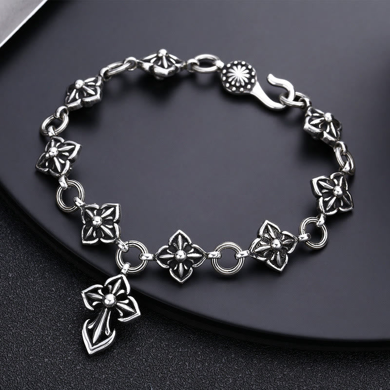Christianartworkshop Retro - Styled Sterling Silver Cross Bracelet with Floral Motifs: A Nostalgic Sign of Faith - image 3
