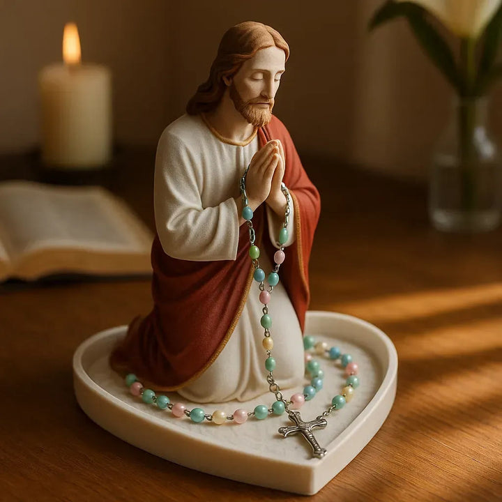Christianartworkshop Classic Resin Praying Jesus Rosary Holder: A Timeless Emblem of Devotion - Jesus - L (Height 20cm) - image 0