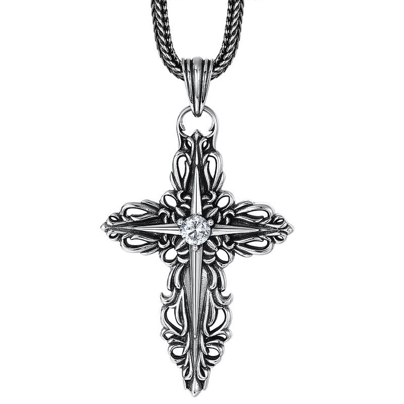 Christianartworkshop Classic Sterling Silver Filigree Cross Necklace with Zircon: A Profound Symbol of Faith - image 4