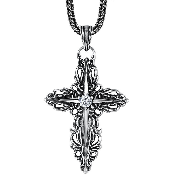 Christianartworkshop Classic Sterling Silver Filigree Cross Necklace with Zircon: A Profound Symbol of Faith - image 4