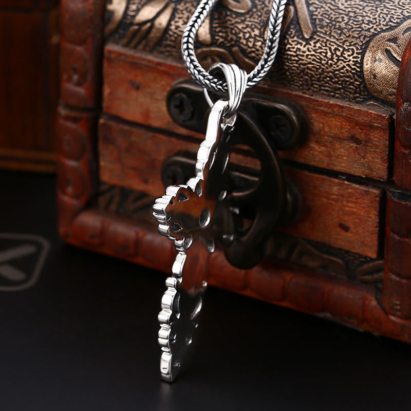 Christianartworkshop Classic Sterling Silver Filigree Cross Necklace with Zircon: A Profound Symbol of Faith - image 2