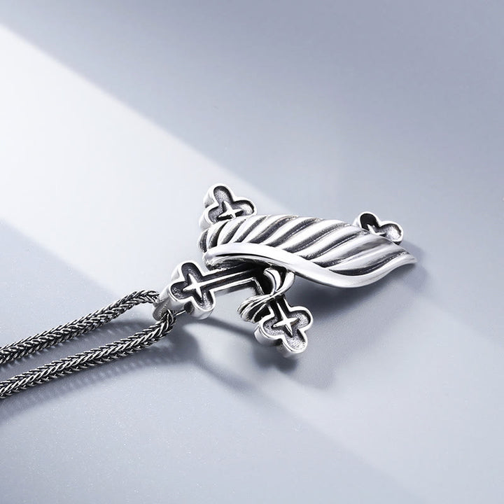 Christianartworkshop Retro - Styled Sterling Silver Wing Cross Pendant: A Nostalgic Sign of Faith - image 2
