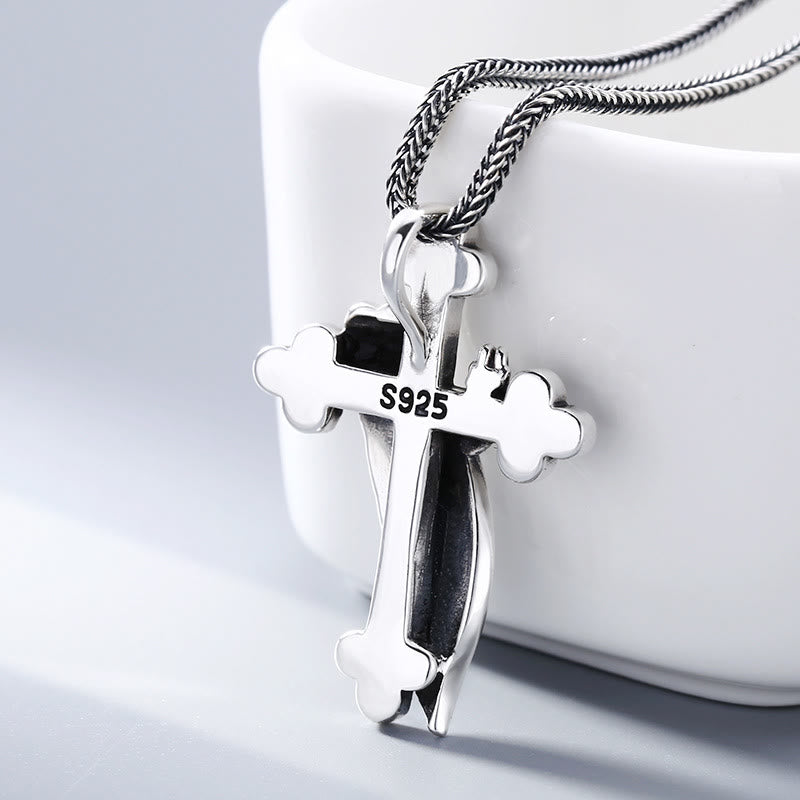 Christianartworkshop Retro - Styled Sterling Silver Wing Cross Pendant: A Nostalgic Sign of Faith - image 1
