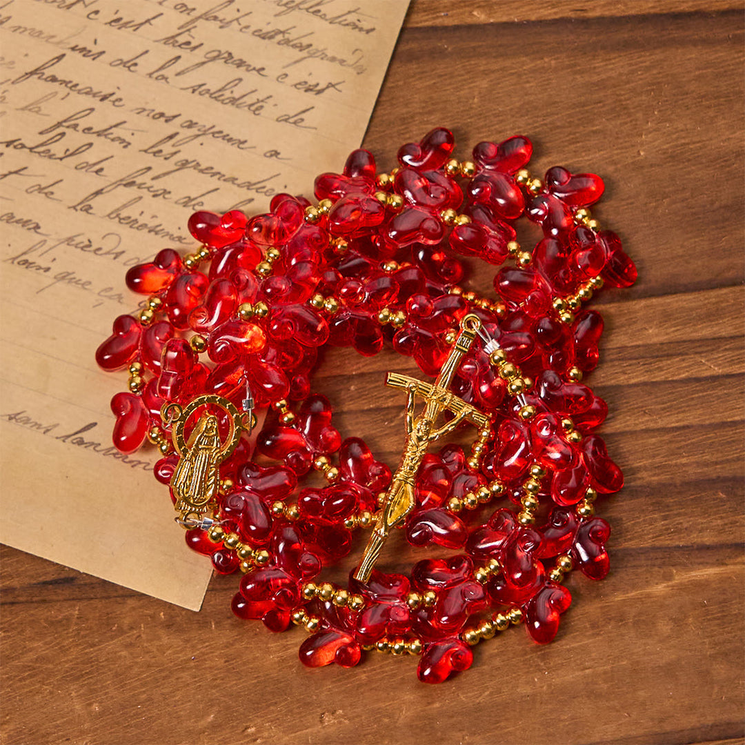 Christianartworkshop Our Lady's Grace with Blessed Red Butterfly Prayer Beads Animal Rosary - image 5