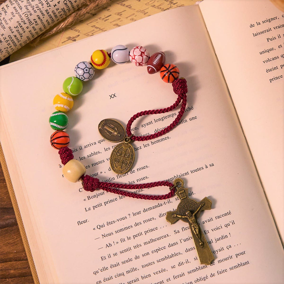 Christianartworkshop All-in-One Sports Prayer Rosary Keychain with Multi-Sport Beads: No Regrets in Every Game - image 3