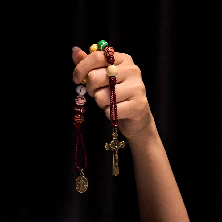 Christianartworkshop All-in-One Sports Prayer Rosary Keychain with Multi-Sport Beads: No Regrets in Every Game - image 1