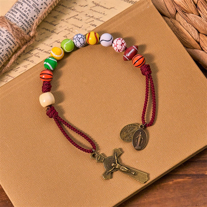 Christianartworkshop All-in-One Sports Prayer Rosary Keychain with Multi-Sport Beads: No Regrets in Every Game - All-in-One Sports Prayer - image 0