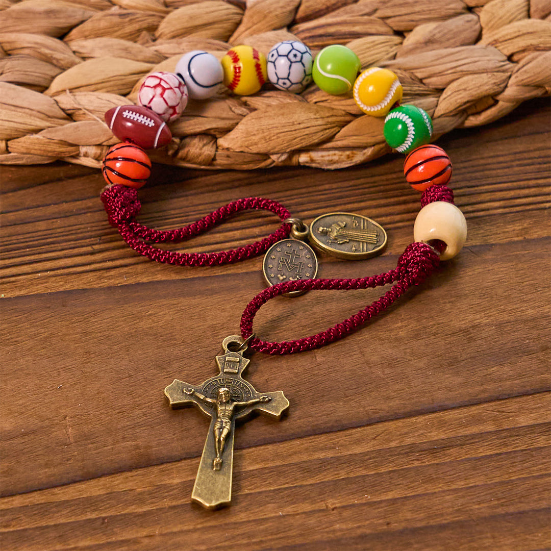 Christianartworkshop All-in-One Sports Prayer Rosary Keychain with Multi-Sport Beads: No Regrets in Every Game - image 2