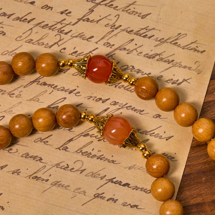 Christianartworkshop Thanksgiving Devotion Sandalwood Rosary with Golden Grace Pumpkin Gemstones & Holy Grail - image 5