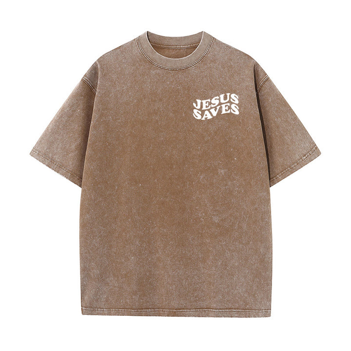 Christianartworkshop Jesus Saves Cross Graphic Unisex Washed T - Shirt - image 16