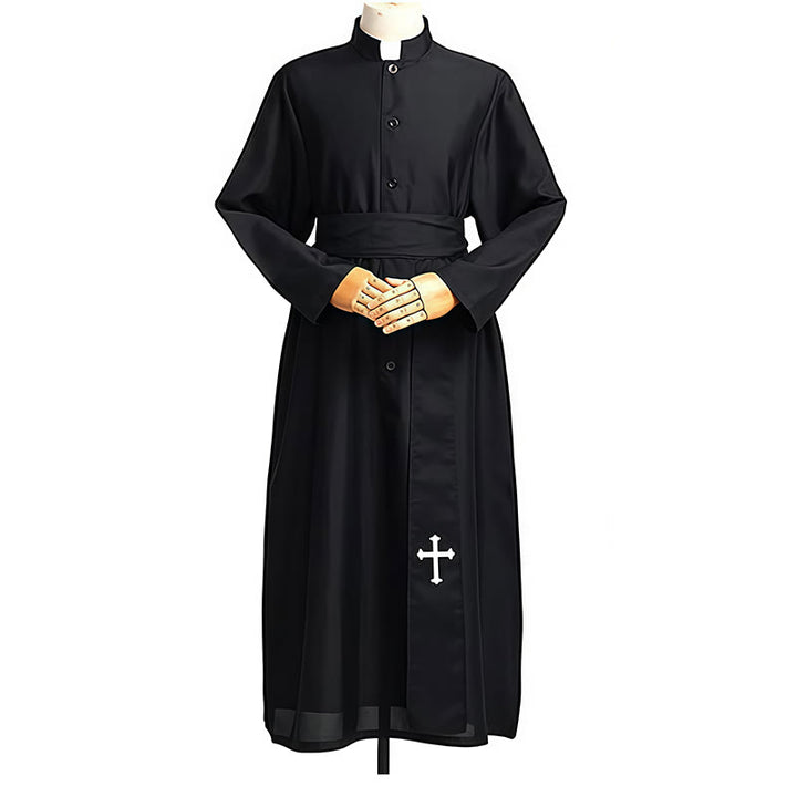 Christianartworkshop Elegant Tri-Color Liturgical Clergy Robes with Waistband & Cross - image 9