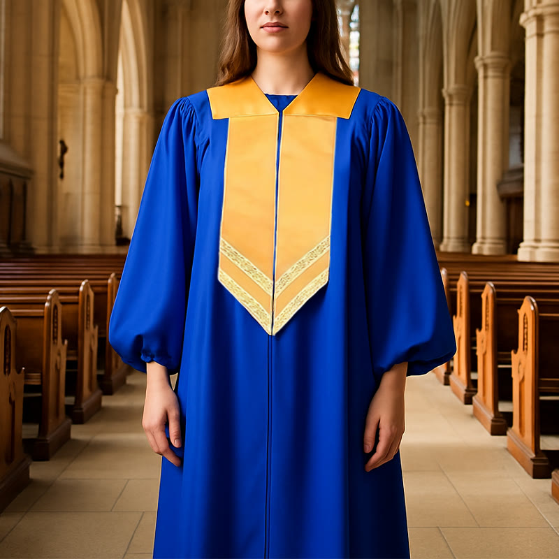 Christianartworkshop Classic Versatile 4-Color Clergy Robes with Golden V-Collar Design - Blue - 3XL - image 0