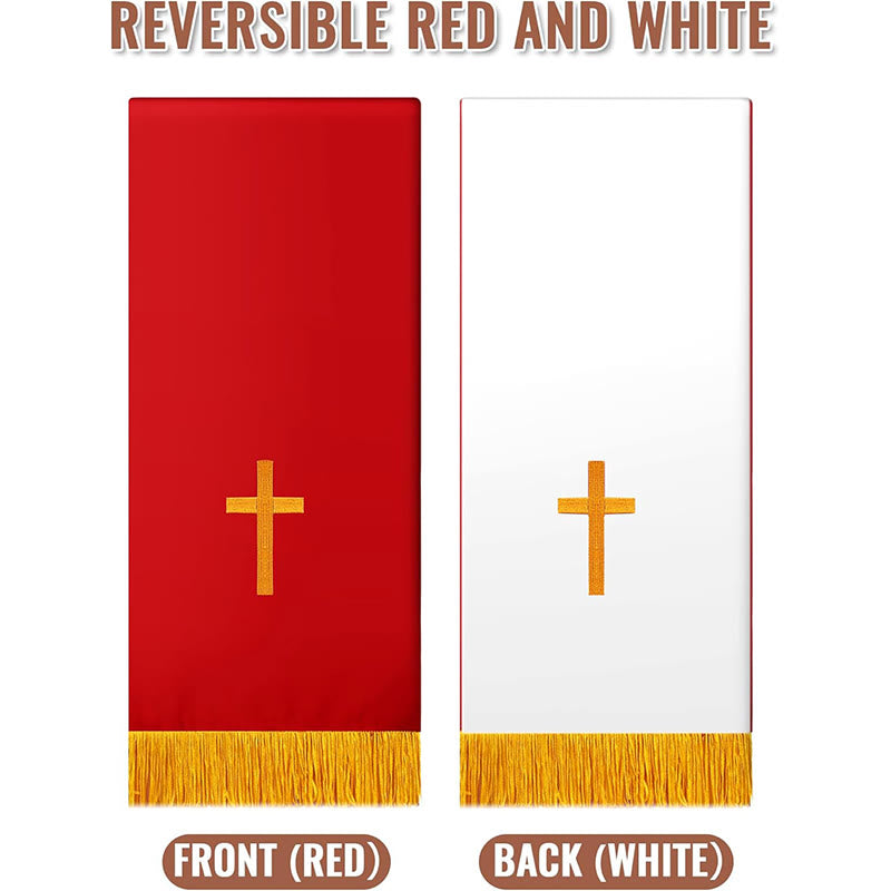 Christianartworkshop Complete Church Parament Set: Table Runner, Lectern Scarf & Bible Marker in Red and White - image 2