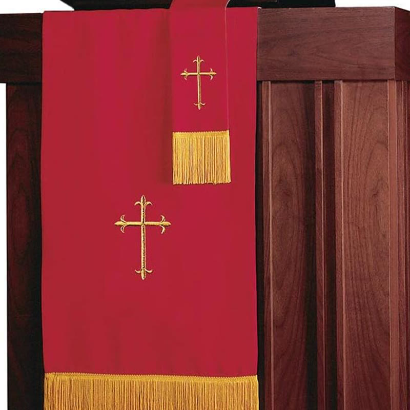 Christianartworkshop Complete Church Parament Set: Table Runner, Lectern Scarf & Bible Marker in Red and White - image 7
