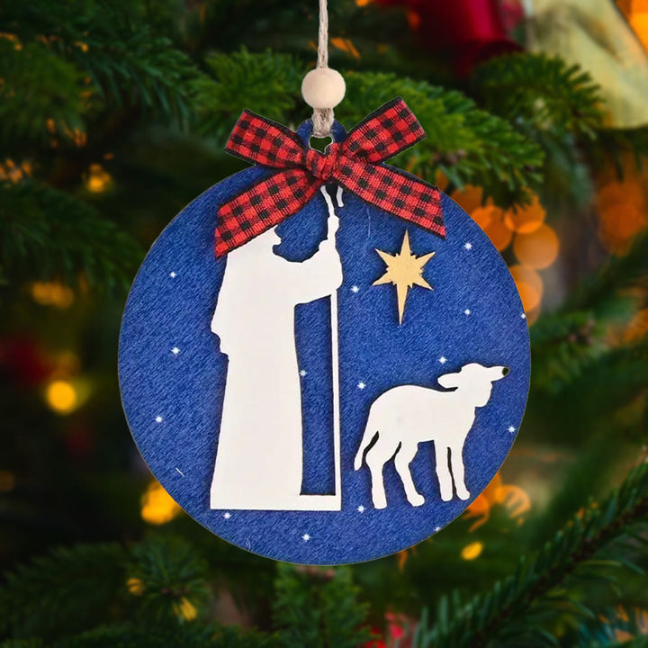Christianartworkshop Classic Style Holy Night Shepherds Lamb Star Christmas Nativity Hanging Ornaments - image 1