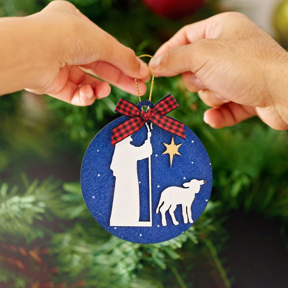 Christianartworkshop Classic Style Holy Night Shepherds Lamb Star Christmas Nativity Hanging Ornaments - image 5