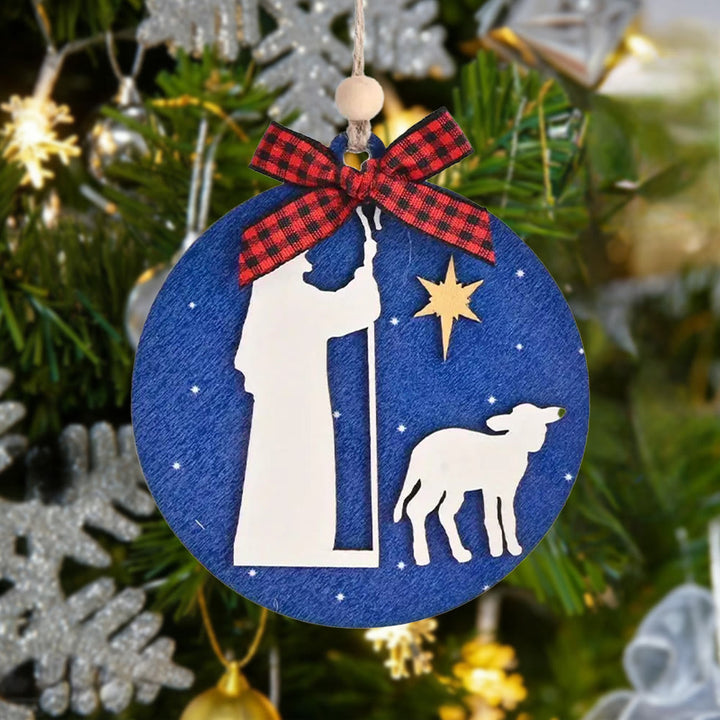 Christianartworkshop Classic Style Holy Night Shepherds Lamb Star Christmas Nativity Hanging Ornaments - image 2