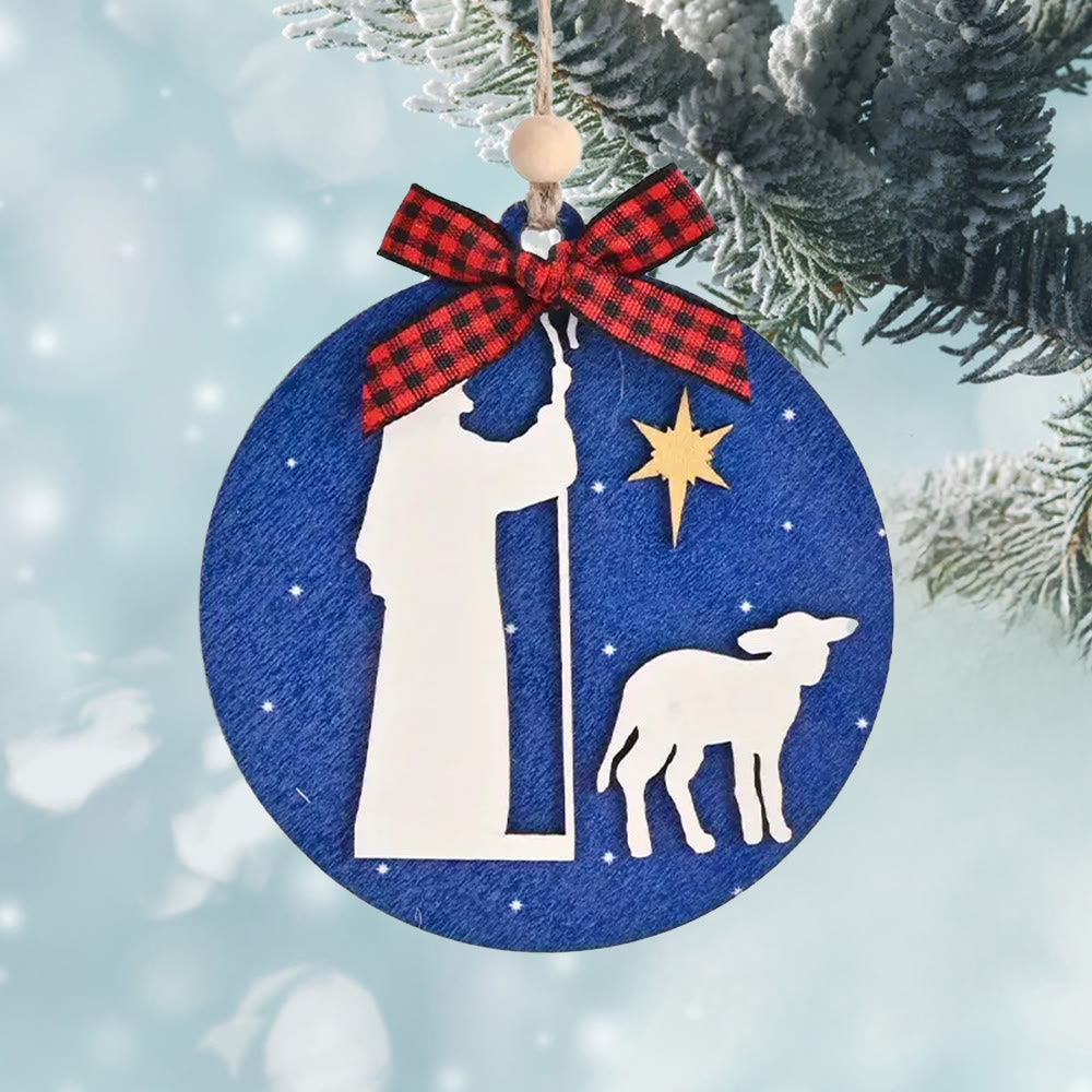 Christianartworkshop Classic Style Holy Night Shepherds Lamb Star Christmas Nativity Hanging Ornaments - image 3