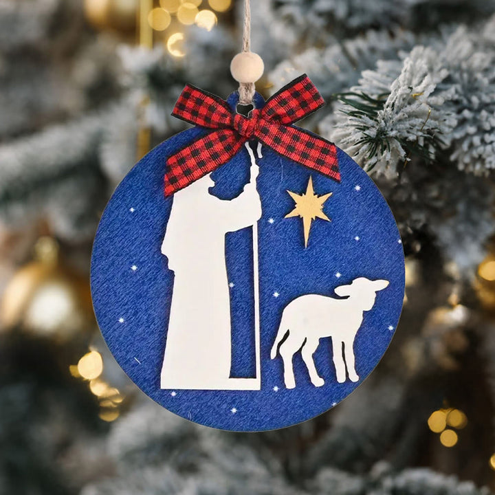 Christianartworkshop Classic Style Holy Night Shepherds Lamb Star Christmas Nativity Hanging Ornaments - image 4