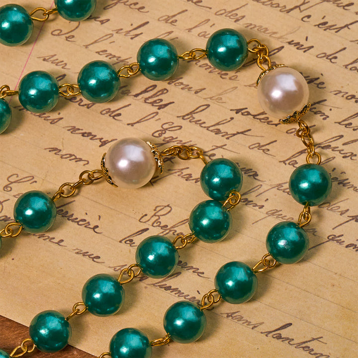 Christianartworkshop Teal Bead Rosary with Golden - Toned Crucifix & Miraculous Medal - image 6