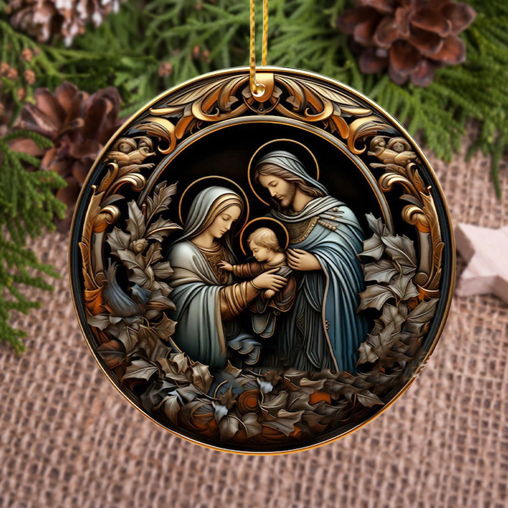 Christianartworkshop Nativity Christmas Blessing Hanging Ornaments B - Ceramics - image 1