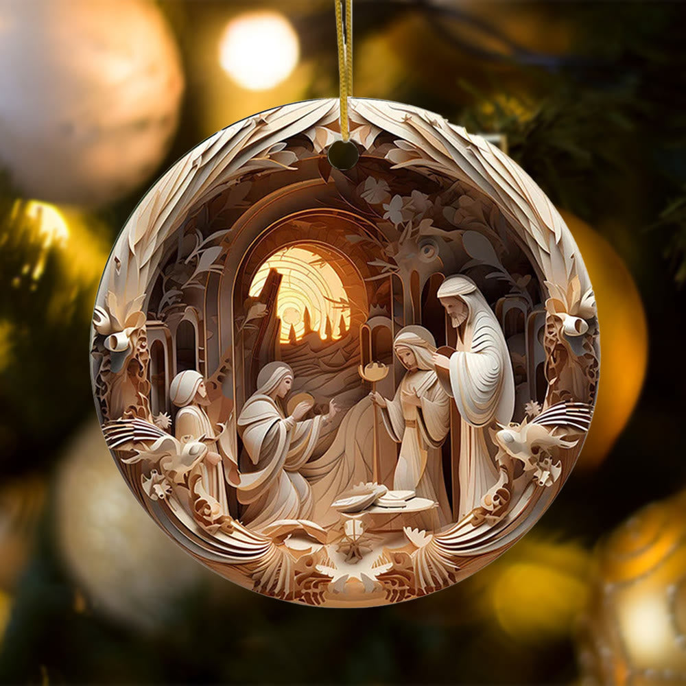 Christianartworkshop Sculptural Style Nativity Christmas Hanging Ornaments C - image 4