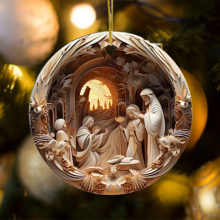 Christianartworkshop Sculptural Style Nativity Christmas Hanging Ornaments C - image 4