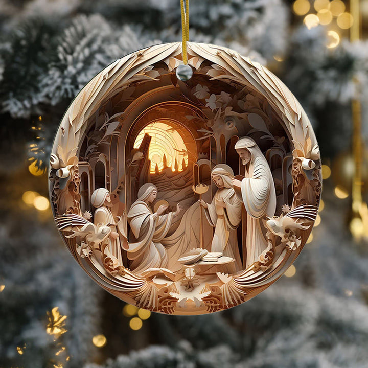 Christianartworkshop Sculptural Style Nativity Christmas Hanging Ornaments C - image 5