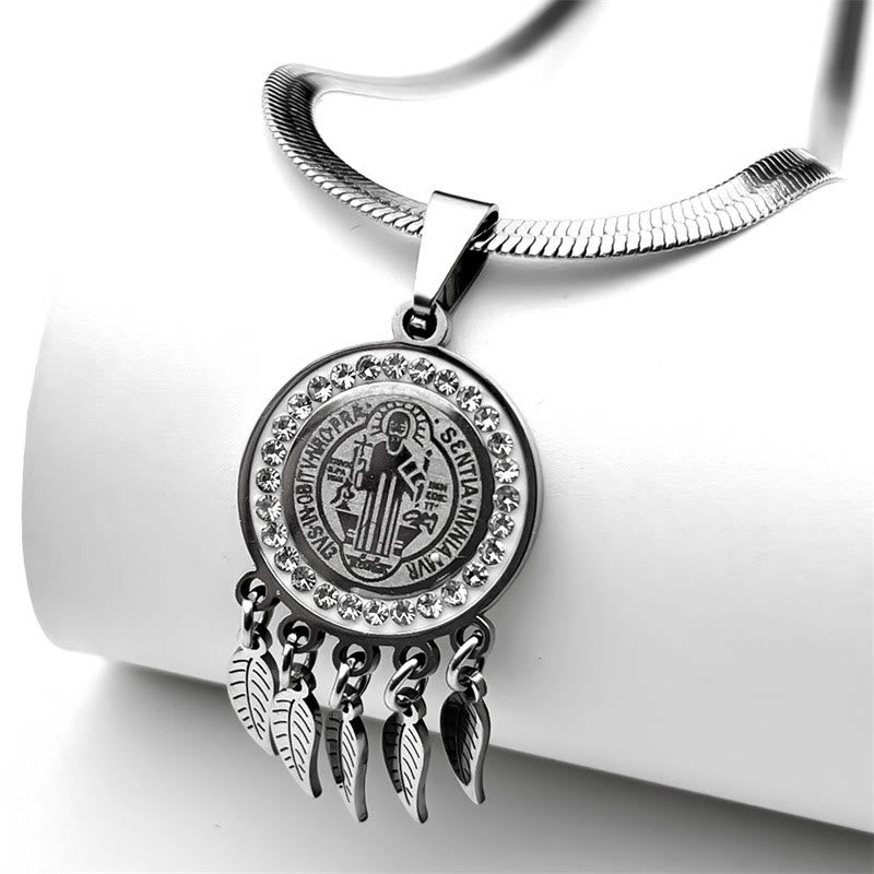 Christianartworkshop Saint Icon Pendant Necklace: Artistic Jewelry with Zircon Accents - Silver - image 1