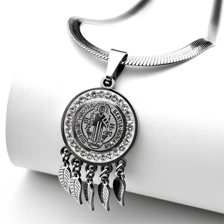 Christianartworkshop Saint Icon Pendant Necklace: Artistic Jewelry with Zircon Accents - Silver - image 1