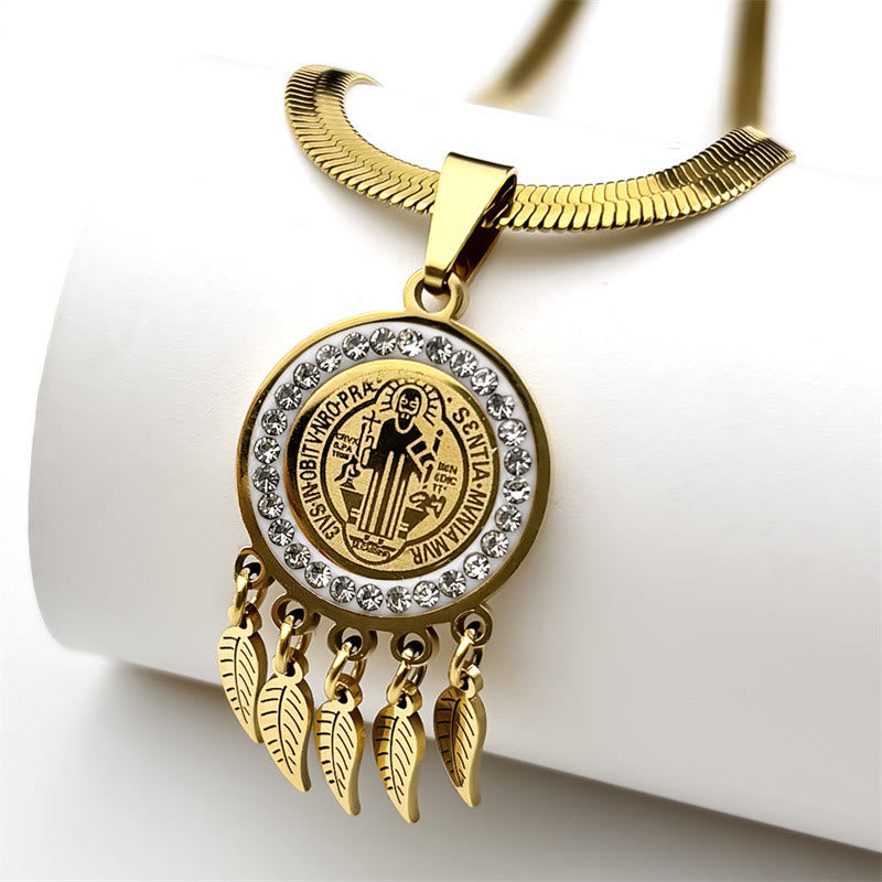 Christianartworkshop Saint Icon Pendant Necklace: Artistic Jewelry with Zircon Accents - Golden - image 0