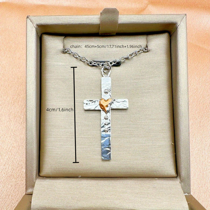 Christianartworkshop Dual - Tone Cross Necklace: Faith and Love in Artistic Design - image 4