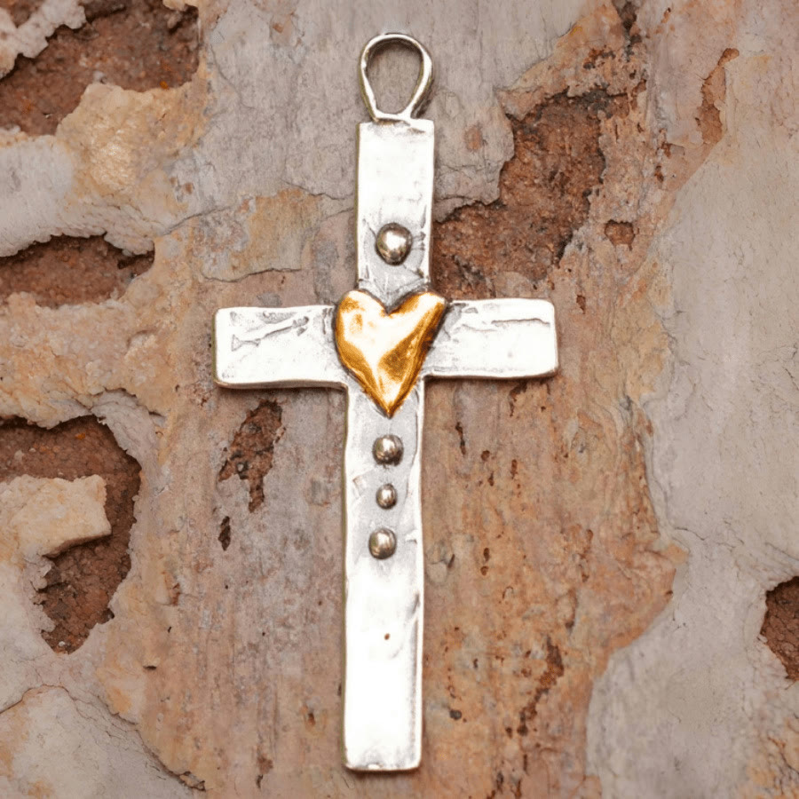 Christianartworkshop Dual - Tone Cross Necklace: Faith and Love in Artistic Design - Cross - image 0