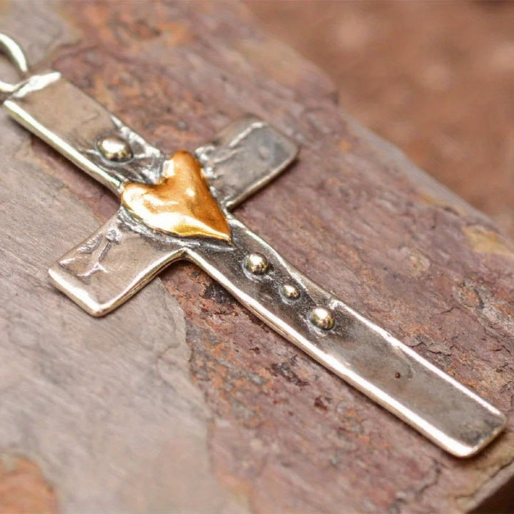Christianartworkshop Dual - Tone Cross Necklace: Faith and Love in Artistic Design - image 3