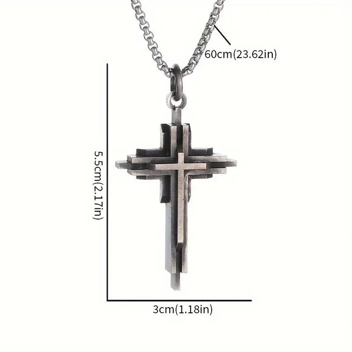 Christianartworkshop Structured Alloy Cross Necklace: Modern Layered Faith Jewelry - image 4