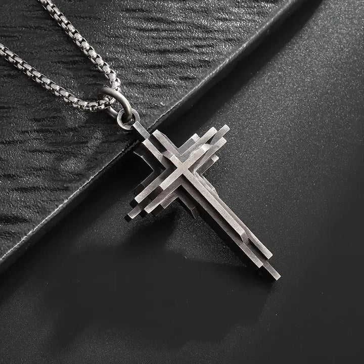 Christianartworkshop Structured Alloy Cross Necklace: Modern Layered Faith Jewelry - image 2