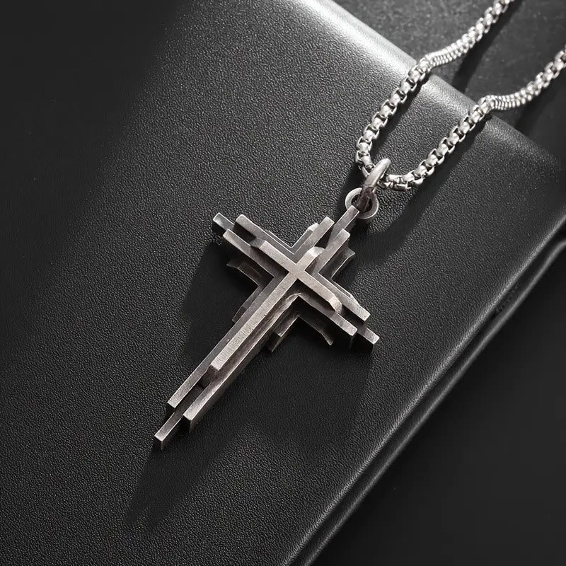 Christianartworkshop Structured Alloy Cross Necklace: Modern Layered Faith Jewelry - image 3