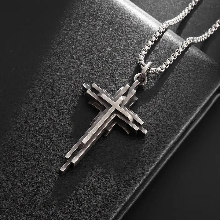 Christianartworkshop Structured Alloy Cross Necklace: Modern Layered Faith Jewelry - image 3