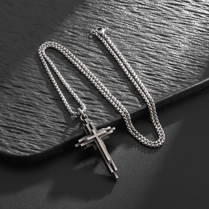 Christianartworkshop Structured Alloy Cross Necklace: Modern Layered Faith Jewelry - image 1
