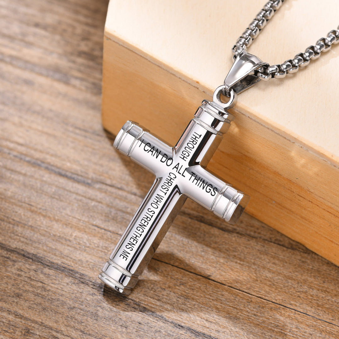 Christianartworkshop Multi - Color Cross Necklace with Scripture: Personalized Faith Wear - Silver Cross with Lection - image 0