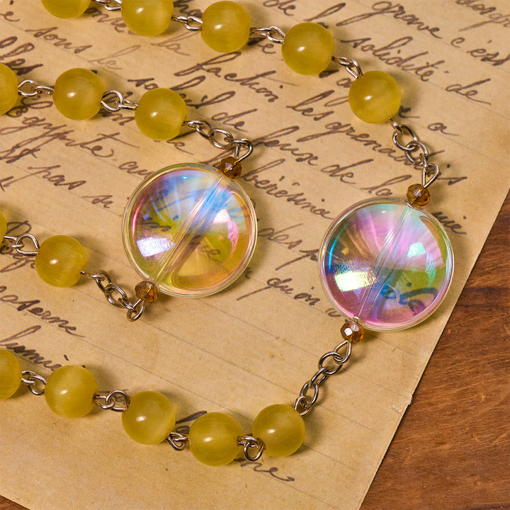 Christianartworkshop Unique Oversized Rainbow Aurora Beads Catholic Rosary with Holy Family Medal - image 5