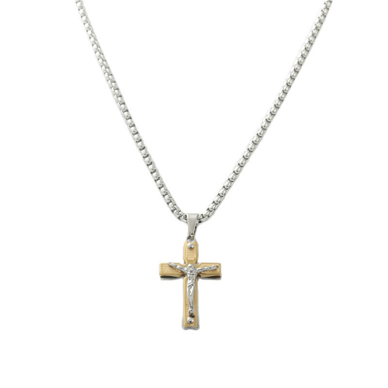 Christianartworkshop Dual - Tone Metal Crucifix Necklace with Jesus Figure: Faith & Art Fusion - image 1