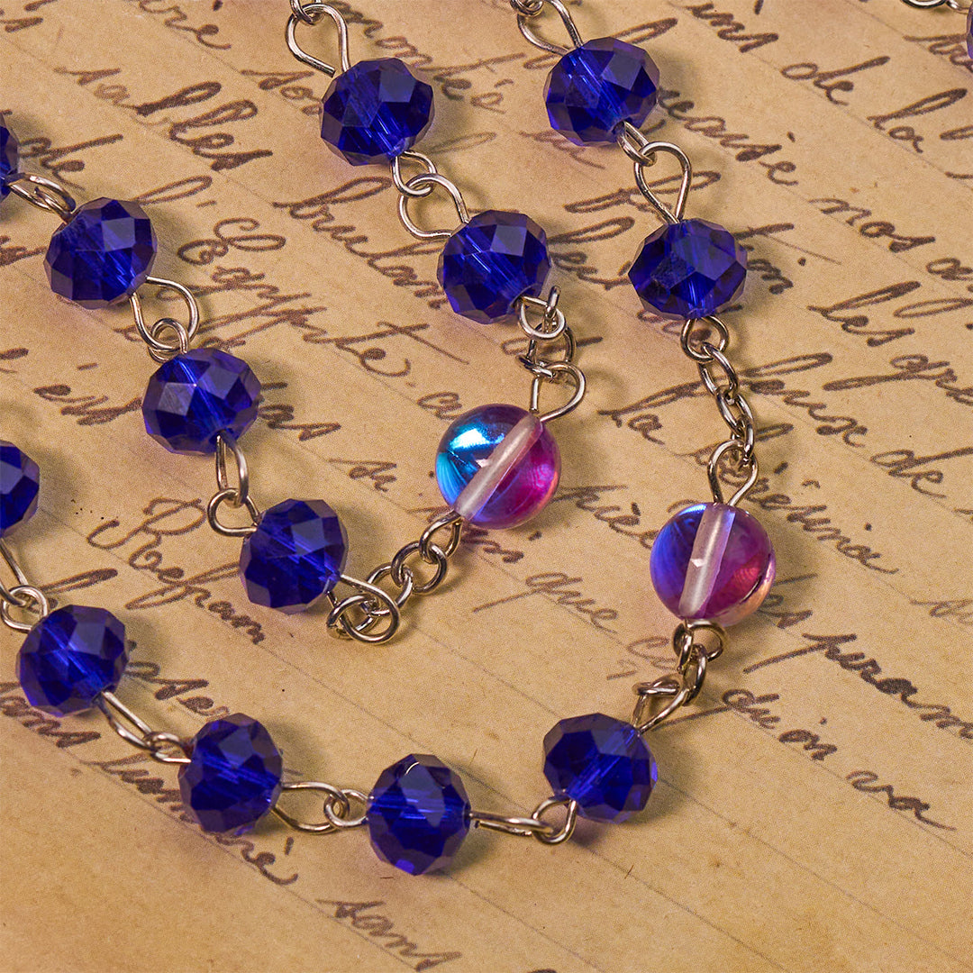 Christianartworkshop Mystical Purple and Blue Faceted Bead Prayer Rosary with Enamel Our Lady Medal - image 6