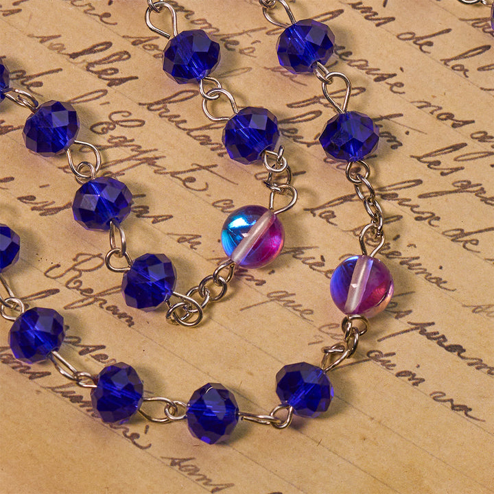 Christianartworkshop Mystical Purple and Blue Faceted Bead Prayer Rosary with Enamel Our Lady Medal - image 6